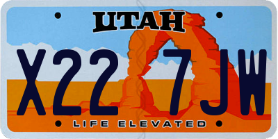 UT license plate X227JW