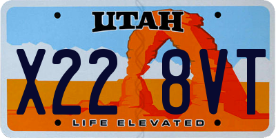 UT license plate X228VT