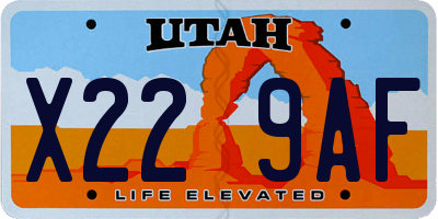 UT license plate X229AF