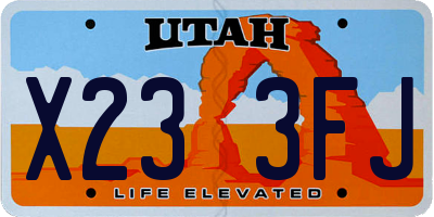UT license plate X233FJ