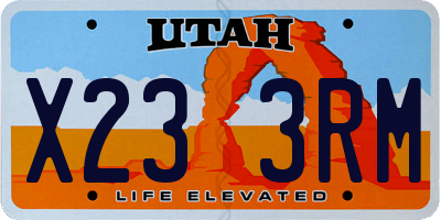 UT license plate X233RM