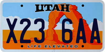 UT license plate X236AA