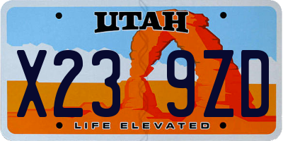 UT license plate X239ZD
