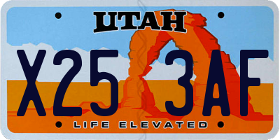 UT license plate X253AF