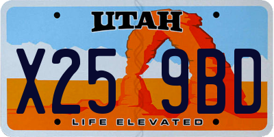 UT license plate X259BD