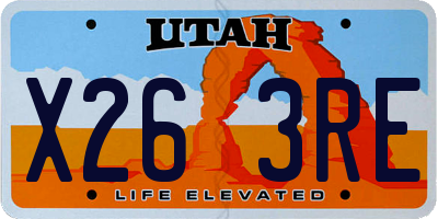 UT license plate X263RE