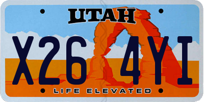 UT license plate X264YI