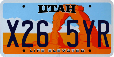UT license plate X265YR
