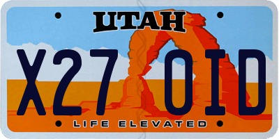 UT license plate X270ID