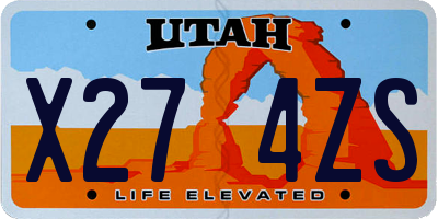 UT license plate X274ZS