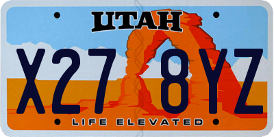 UT license plate X278YZ