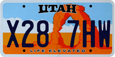 UT license plate X287HW