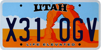 UT license plate X310GV