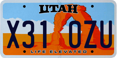 UT license plate X310ZU
