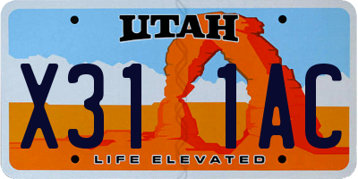 UT license plate X311AC