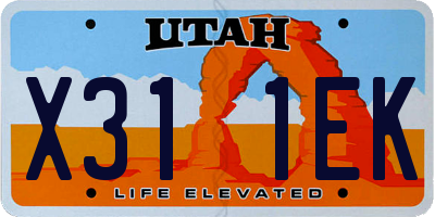 UT license plate X311EK
