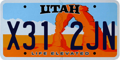 UT license plate X312JN