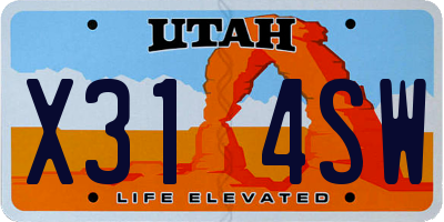UT license plate X314SW
