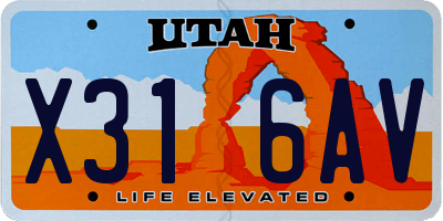 UT license plate X316AV