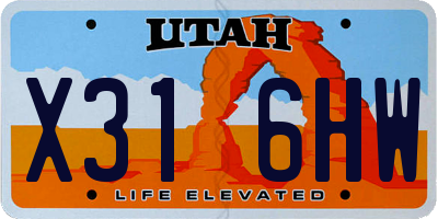 UT license plate X316HW