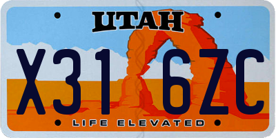 UT license plate X316ZC