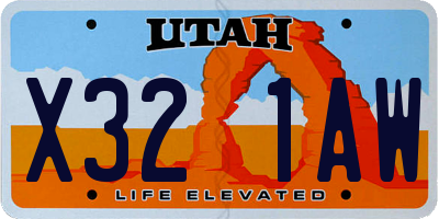 UT license plate X321AW