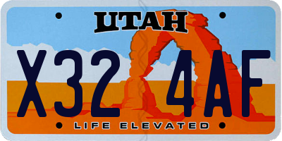 UT license plate X324AF