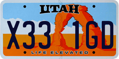 UT license plate X331GD