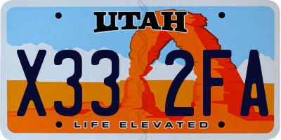 UT license plate X332FA