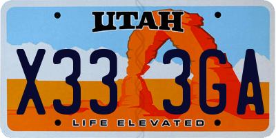 UT license plate X333GA