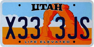 UT license plate X333JS