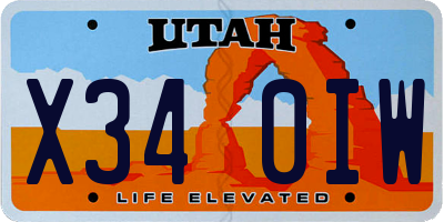 UT license plate X340IW