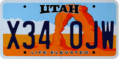 UT license plate X340JW