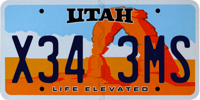 UT license plate X343MS