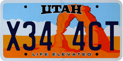 UT license plate X344CT