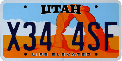 UT license plate X344SF
