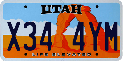 UT license plate X344YM