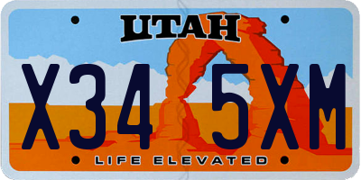 UT license plate X345XM