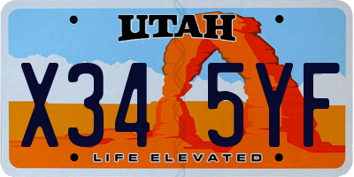 UT license plate X345YF