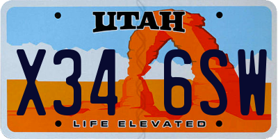 UT license plate X346SW