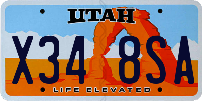 UT license plate X348SA