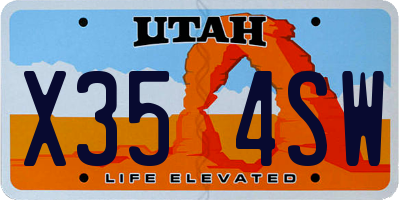 UT license plate X354SW