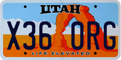 UT license plate X360RG