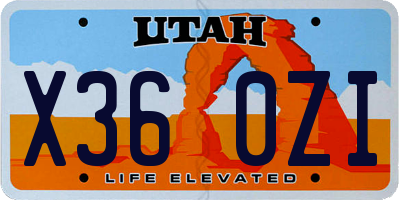 UT license plate X360ZI