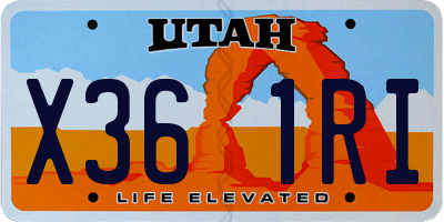 UT license plate X361RI