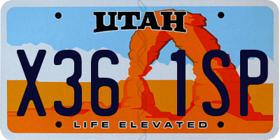UT license plate X361SP