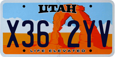 UT license plate X362YV