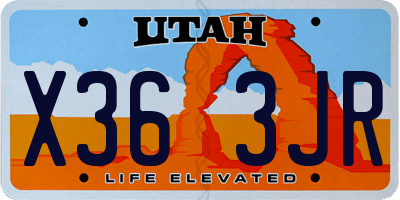 UT license plate X363JR