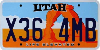 UT license plate X364MB