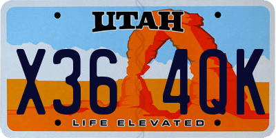 UT license plate X364QK